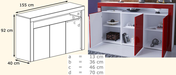 détail 1400 du buffet blanc laqué moderne